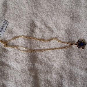 Gold Necklace with Multi Gem Pendant